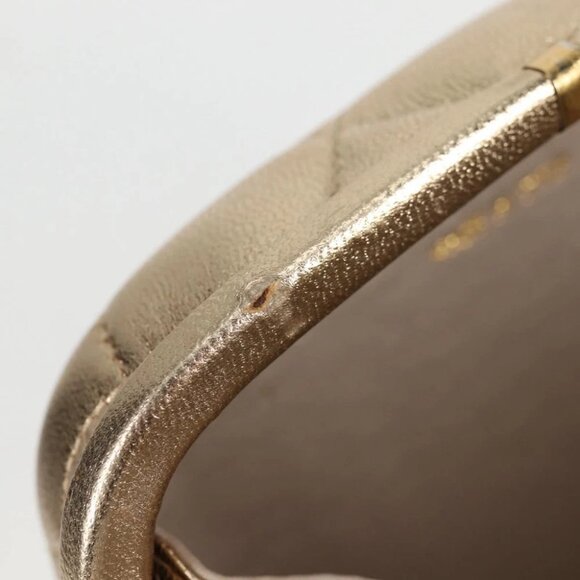 CHANEL Matelasse Chain Shoulder Bag Lamb Skin Gold CC Auth 130943V - Picture 10 of 15